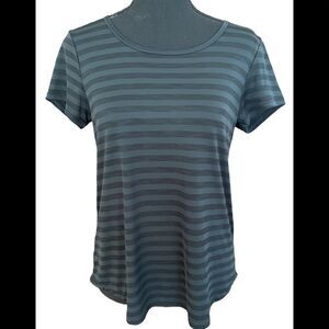 IDEOLOGY tonal gray/ black striped top with cut out back, size S